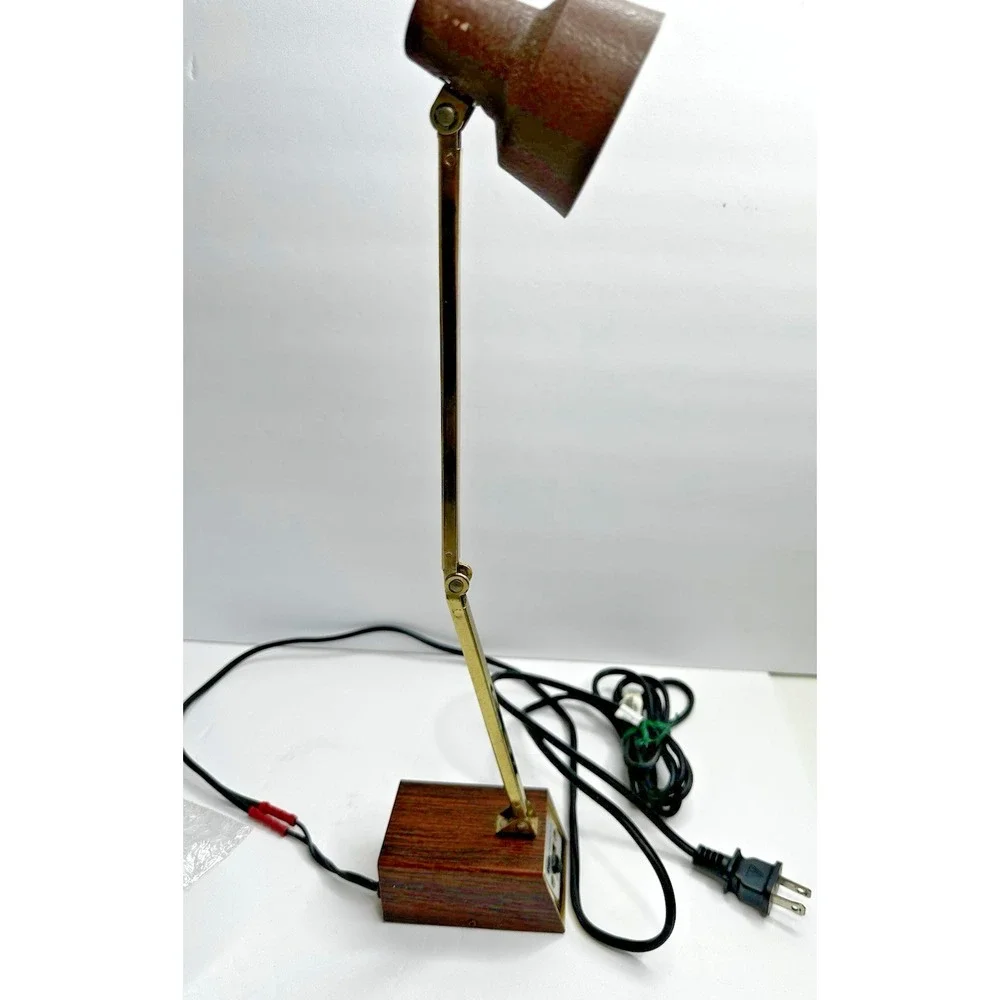 Vintage Tensor Adjustable Desk Lamp Brown Faux Wood MCM Task Lamp 2 Settings USA